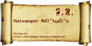 Hatvanger Mátyás névjegykártya
